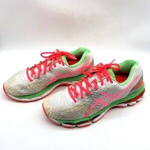 Asics Gel Nimbus 17 Womens Running Shoes Gray Green Pink Sneakers 9